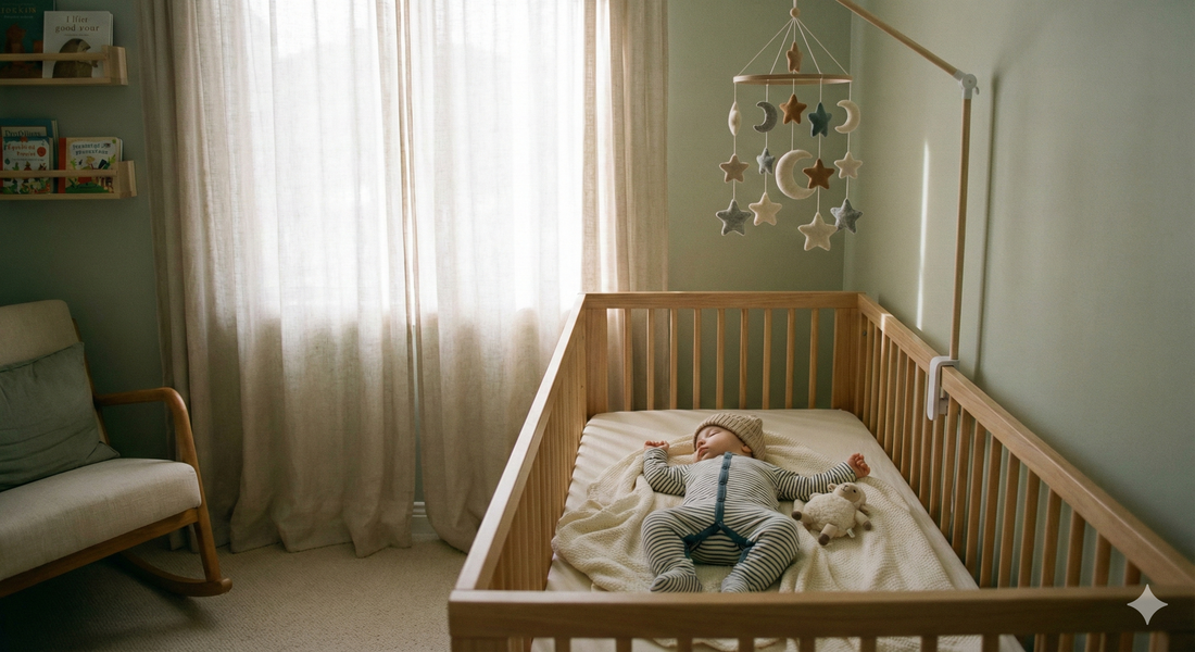 Bébé dormant paisiblement dans son lit dans une chambre calme.